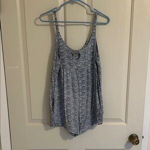 Blue and White Patterned Beach Coverup Romper